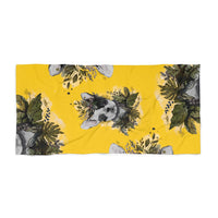 Yellow Doggy Lover.- Beach Towel